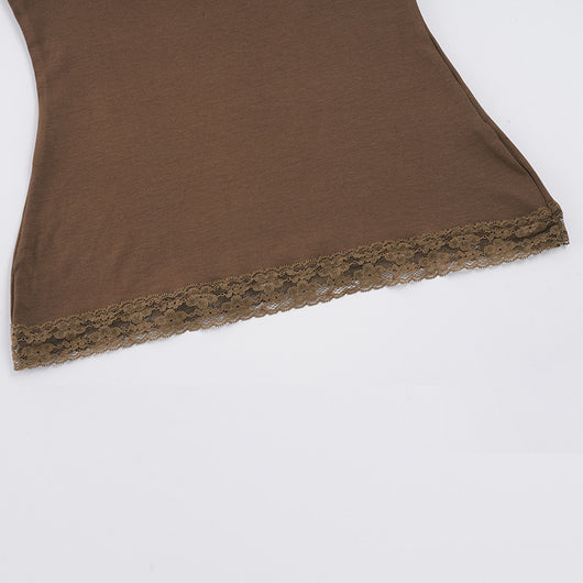 Camiseta Escotada con Patchwork de Encaje y Botones - Image 17
