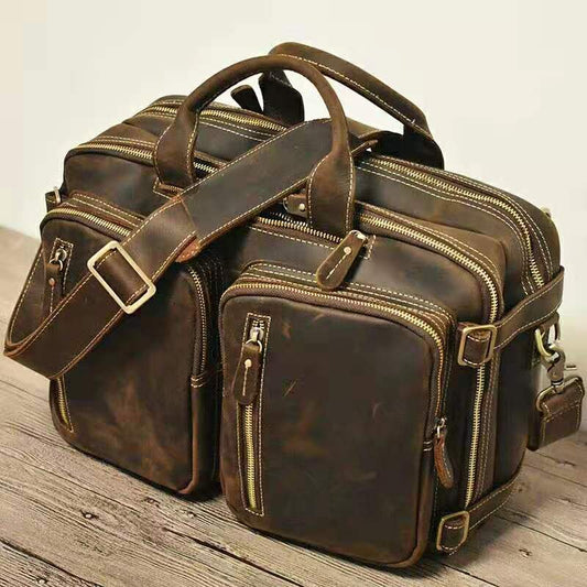 Bolsa Mensajera de Cuero Genuino para Hombre con Asa de Hombro