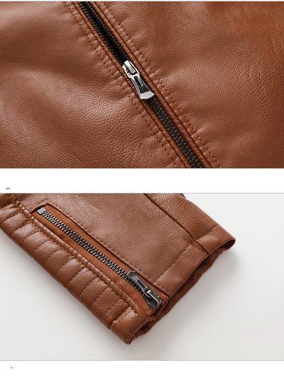 Chaqueta de Cuero PU con Forro de Terciopelo para Hombre Talla Grande - Image 8