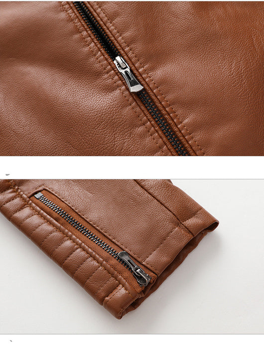 Chaqueta de Cuero PU con Forro de Terciopelo para Hombre Talla Grande - Image 8
