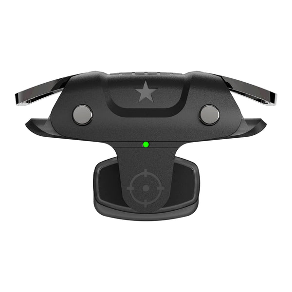 Black F5 game controller for mobile phones with two silver trigger buttons and a green indicator light. - Image 7