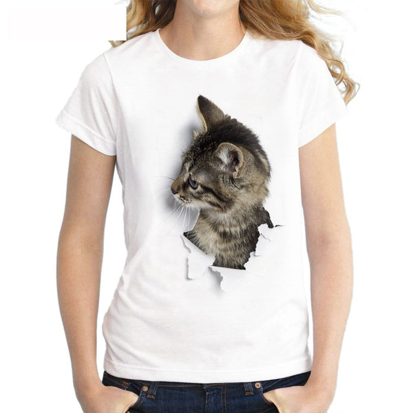Playera Slim con Estampado de Gatos Streetwear