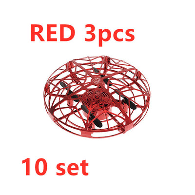 Gold mini UFO drone with a spherical protective cage and black propellers, sold as a 3-piece set. - Image 13