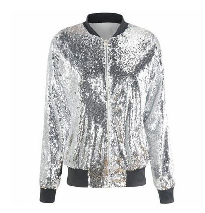 Chaqueta Beisbolera Mujer XL con Lentejuelas - Estilo Deportivo Brillante - Image 5