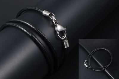 Collar Tejido de Lino Negro con Cuerda de Cera - Image 12