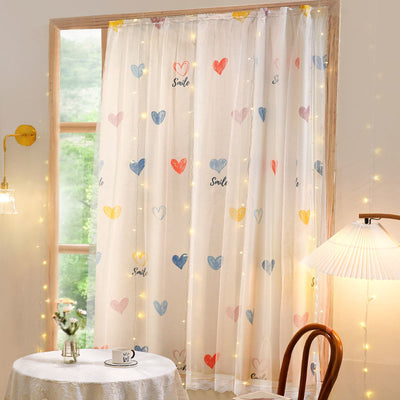 White semi-sheer curtain with a green grid pattern and illustrations of potted cacti and succulents, featuring "DON'T TOUCH ME" text. - Image 3