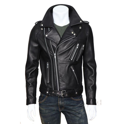 Chaqueta de Cuero Lavado con Cierres Múltiples - Image 4