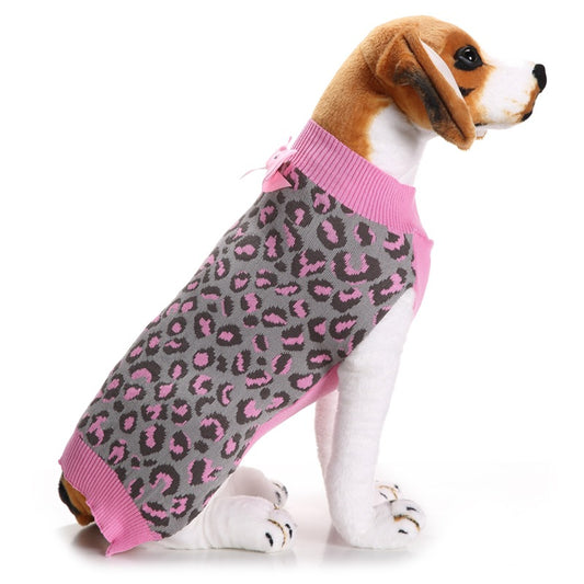 Suéter para Mascota Estampado Leopardo Rosa con Lazo - Image 2