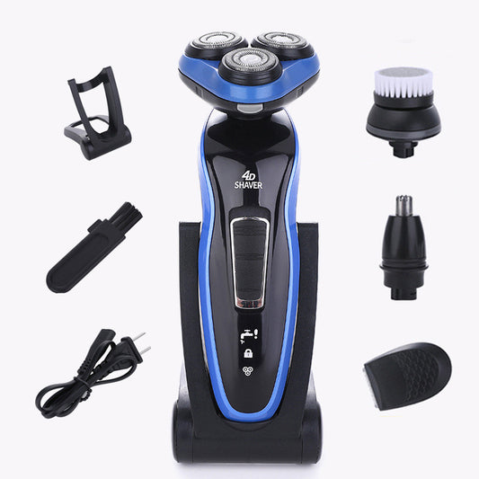 Afeitadora Eléctrica 4 en 1 con Triple Hoja y Recortadora Recargable para Hombre