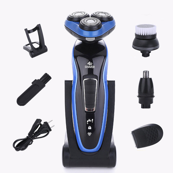 Afeitadora Eléctrica 4 en 1 con Triple Hoja y Recortadora Recargable para Hombre