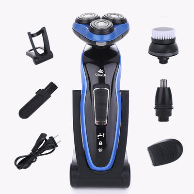 Afeitadora Eléctrica 4 en 1 con Triple Hoja y Recortadora Recargable para Hombre