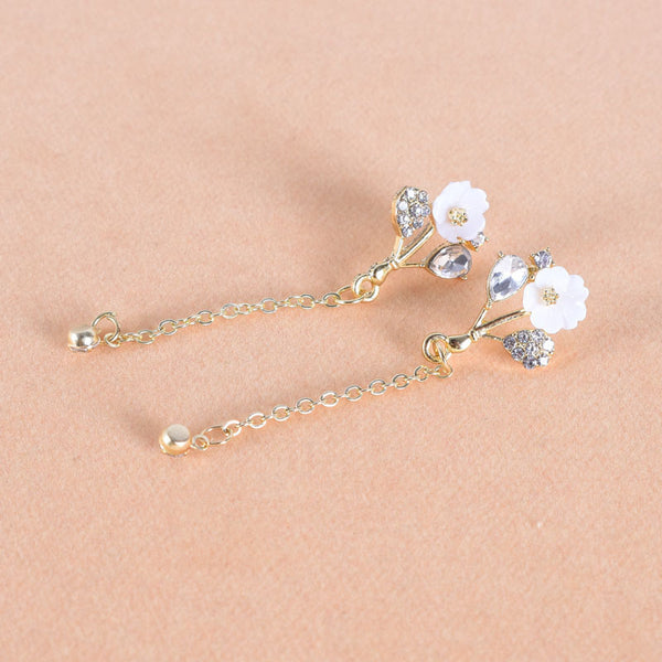 Aretes de Perla con Borla de Flor y Aguja de Plata - Estilo Coreano Elegante - Image 10