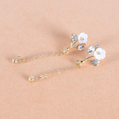 Aretes de Perla con Borla de Flor y Aguja de Plata - Estilo Coreano Elegante - Image 10