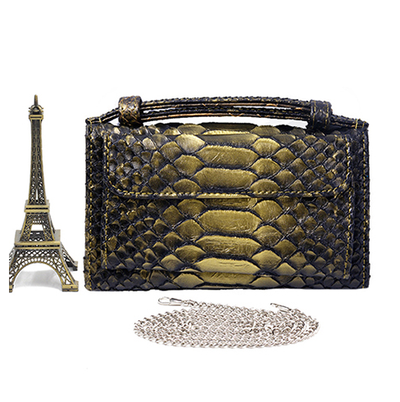 Cartera Clutch con Patrón Serpiente y Cadena Desmontable - Image 23