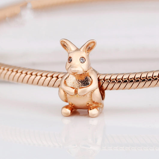 Panjia Cuentas de Plata S925 Baño Oro Rosado Wallaby