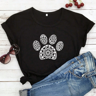 Camiseta Suelta Estampado Huellas Animales para Hombre y Mujer - Image 18