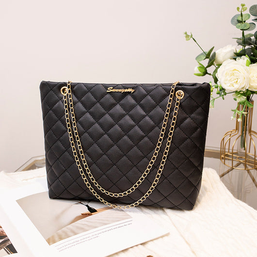 Bolso Bandolera Mujer Capacidad Grande Diseño Rombo Cadena Premium - Image 3