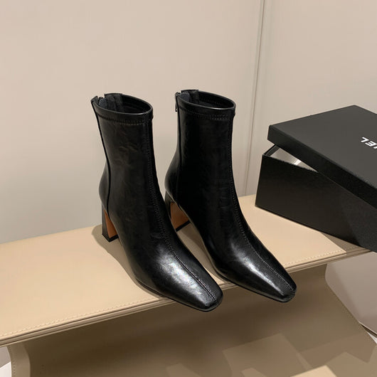 Botas de Tacón Alto Estilo Francés en Cuero Genuino para Mujer - Image 9