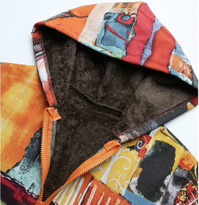 Chaqueta Étnica Mujer con Estampado Graffiti Colorido Efecto Ante - Image 14