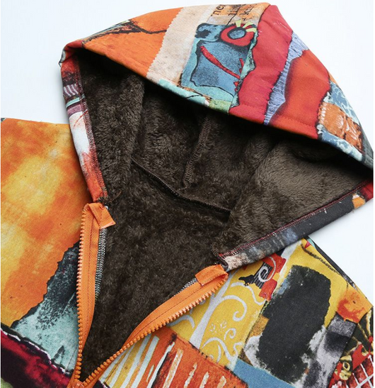 Chaqueta Étnica Mujer con Estampado Graffiti Colorido Efecto Ante - Image 14