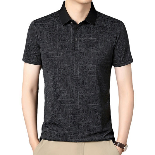 Camiseta Fresca de Seda de Hielo con Estampado Moderno para Hombre - Image 5