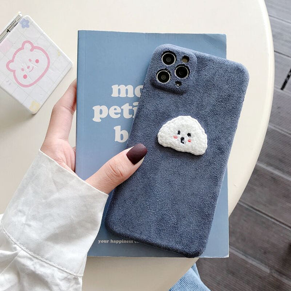 Funda para Celular con Cabeza de Oso Bordada