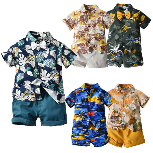 Conjunto de Dos Piezas con Blusa Floral Manga Corta
