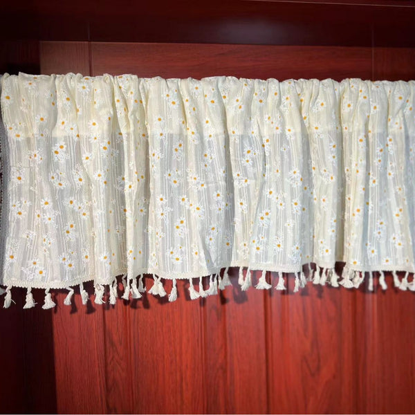 Cortina Corta con Borlas para Cocina y Ventanas Flotantes