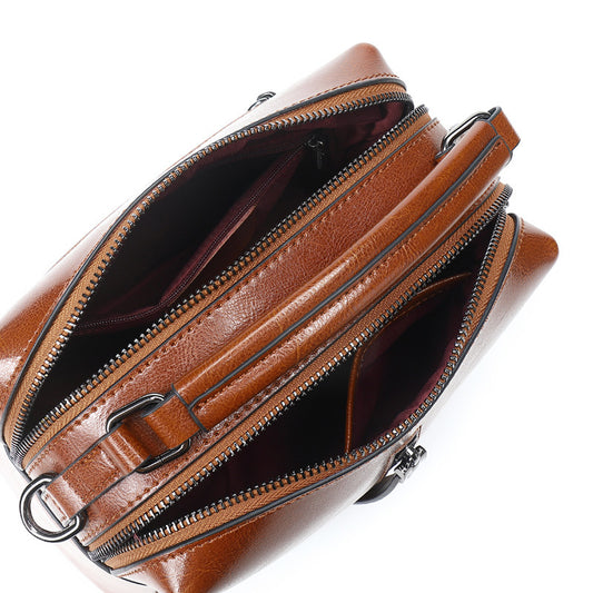 Bolsa de Cuero Casual con Acabado Encerado - Estilo Versátil - Image 2