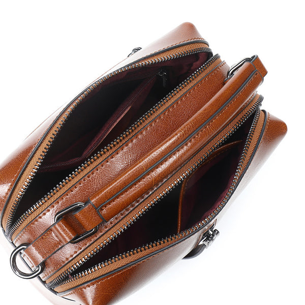 Bolsa de Cuero Casual con Acabado Encerado - Estilo Versátil