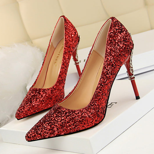 Tacones altos puntiagudos con lentejuelas - Image 15