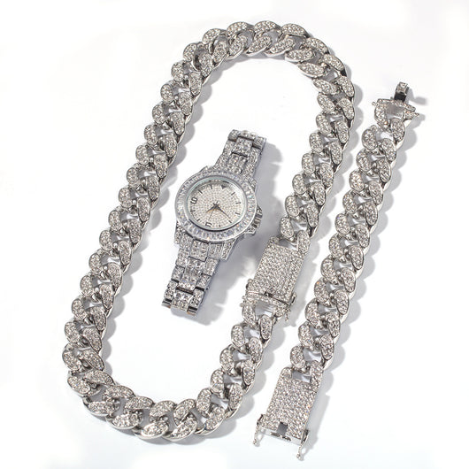 Set de 3 Piezas: Pulsera, Collar y Reloj Elegante - Image 5