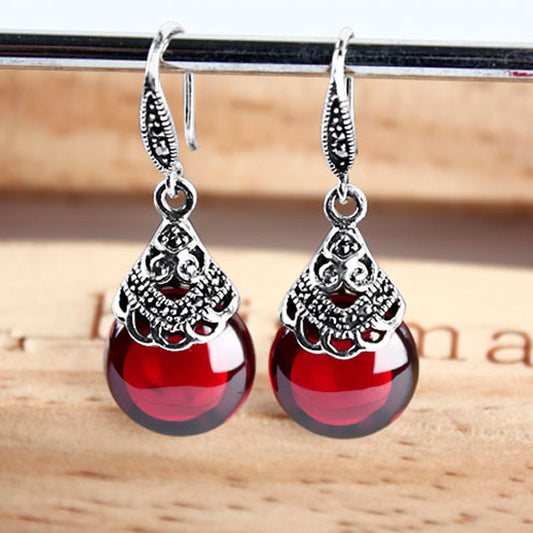 Pendientes Vintage de Granate Redondo