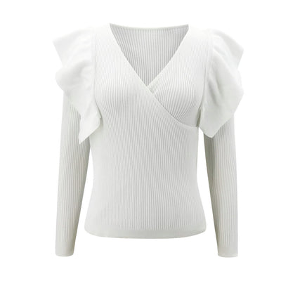 Suéter Elegante con Escote Profundo y Volantes - Image 10