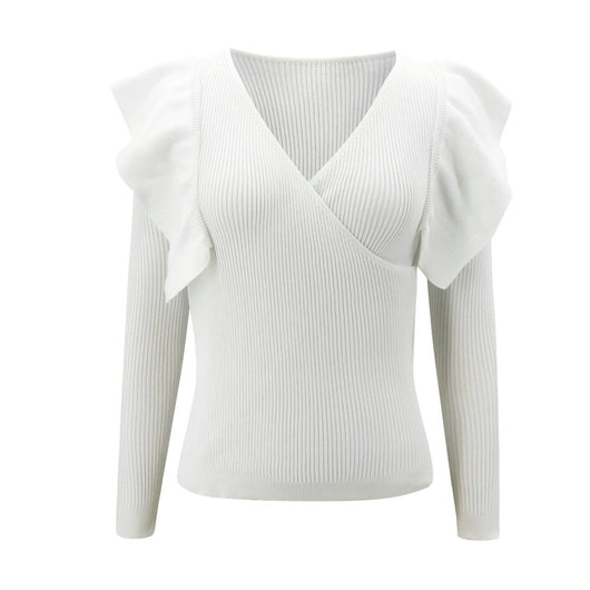 Suéter Elegante con Escote Profundo y Volantes - Image 10