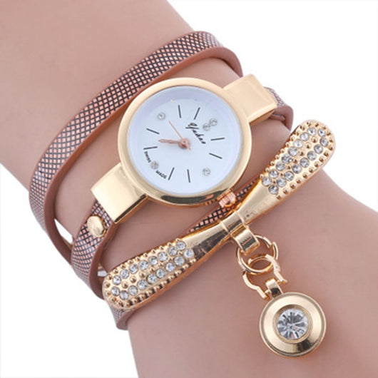 Reloj de Pulsera de Cuarzo Circular para Mujer con Correa de Cuero