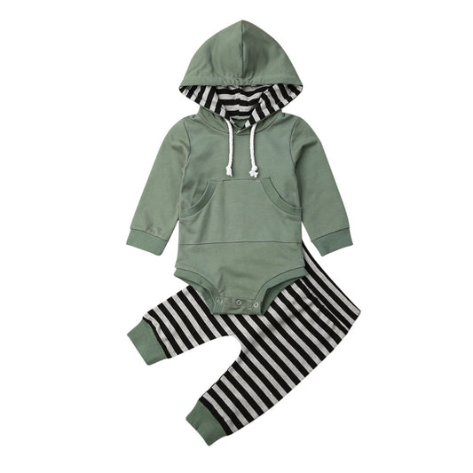 Conjunto Infantil de Algodón: Suéter Rayado y Pantalón a Juego