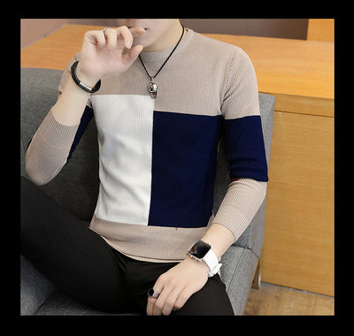 Suéter Tejido Cuello Redondo Estilo Coreano para Hombre - Image 8
