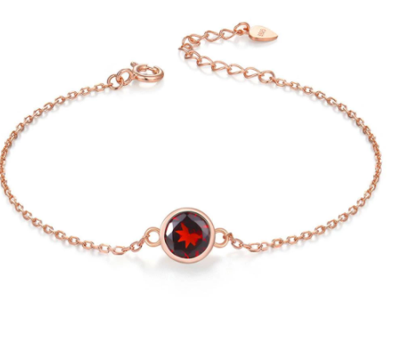 Pulsera de Granate Natural con Baño de Oro Rosa y Plata de Ley - Image 3