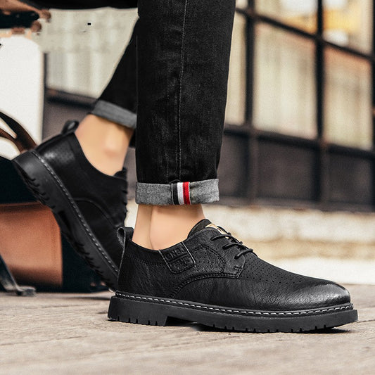 Zapatos Casuales de Cuero Estilo Británico con Suela Blanda para Hombre - Image 2