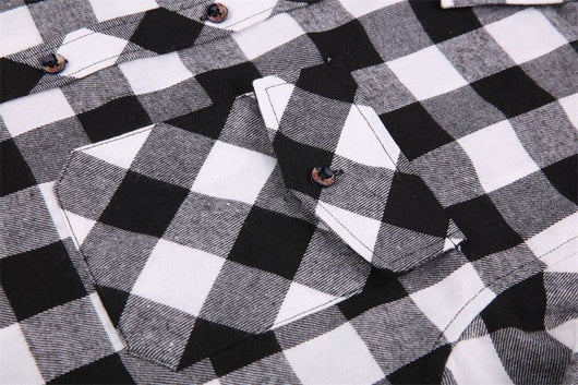 Camisa de Franela Cuadriculada Casual para Hombre con Bolsillos de Pecho - Image 15