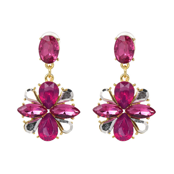 Aretes Retro de Perla y Diamante en Aleación