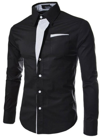 Camisa Slim Fit de Algodón para Hombre - Manga Larga Color Sólido - Image 25