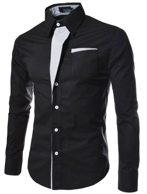 Camisa Slim Fit de Algodón para Hombre - Manga Larga Color Sólido - Image 25