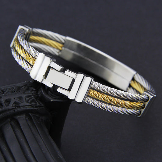 Pulsera Hombre 3 Filas Acero Inoxidable Cadena Cruz Punk Christian - Image 4