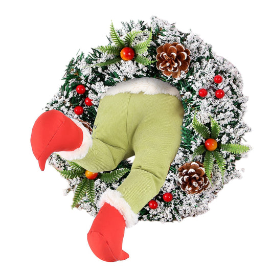 Corona Navideña con Piernas de Papá Noel - Decoración Puerta Reutilizable con Lazo - Image 6