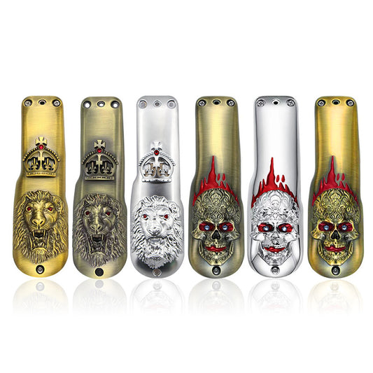 Protector de Máquina Cortadora Retro en Aleación de Zinc con Diseño de León y Calavera