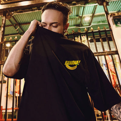 Camiseta Hiphop Suelta Talla Grande Manga Corta para Hombre