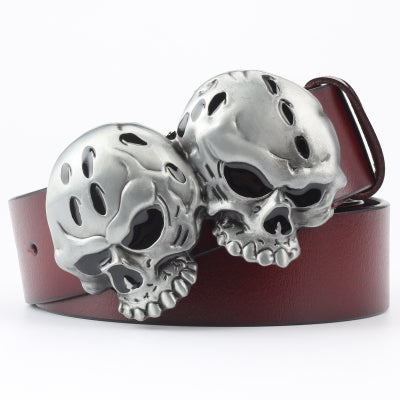 Cinturón Casual de Cuero con Hebilla Ghost Head y Correa Ancha Decorativa - Image 11