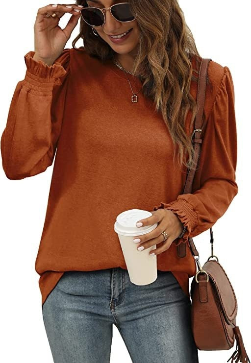 Blusa Elegante con Cuello Redondo y Mangas Abullonadas para Mujer - Image 20